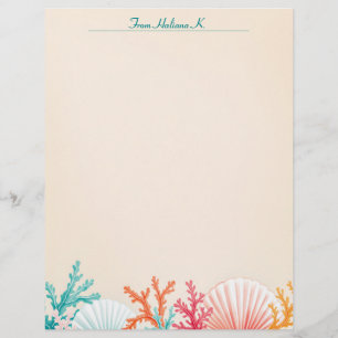Scallop Shells and Coral Letterhead