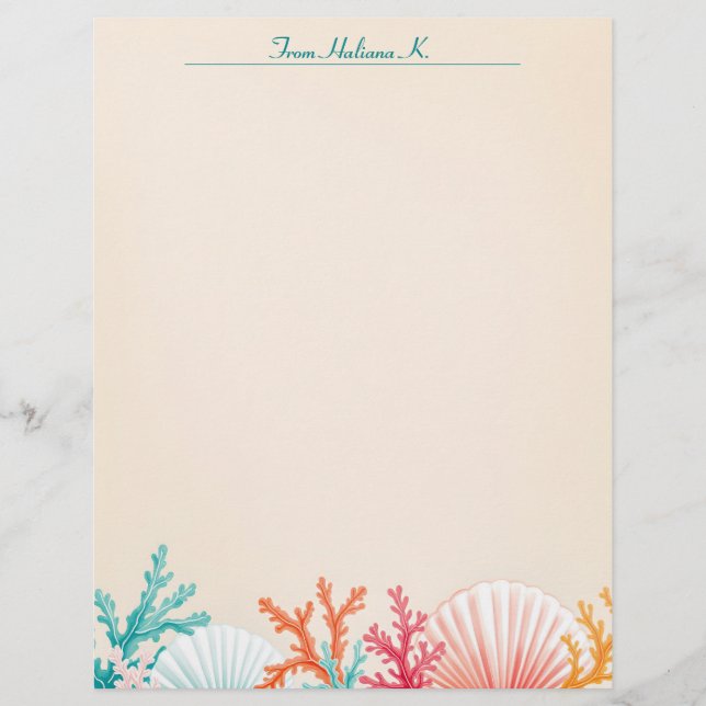 Scallop Shells and Coral Letterhead (Front)