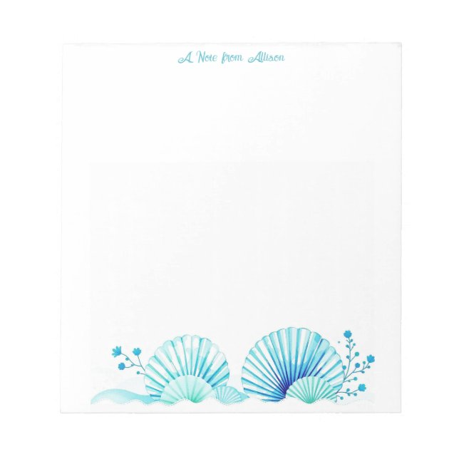 Scallop Shells and Flowers  Notepad (Front)