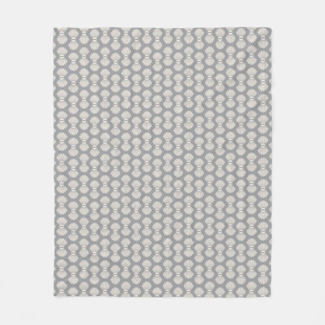 Scallop Shells Pattern on Grey Fleece Blanket (Front)