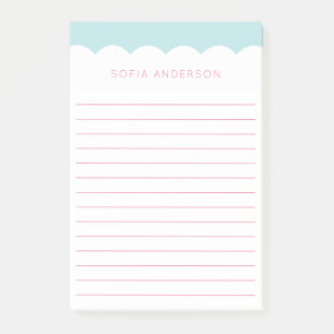 Scallop Topped Feminine Lined Personalized Post-it Notes