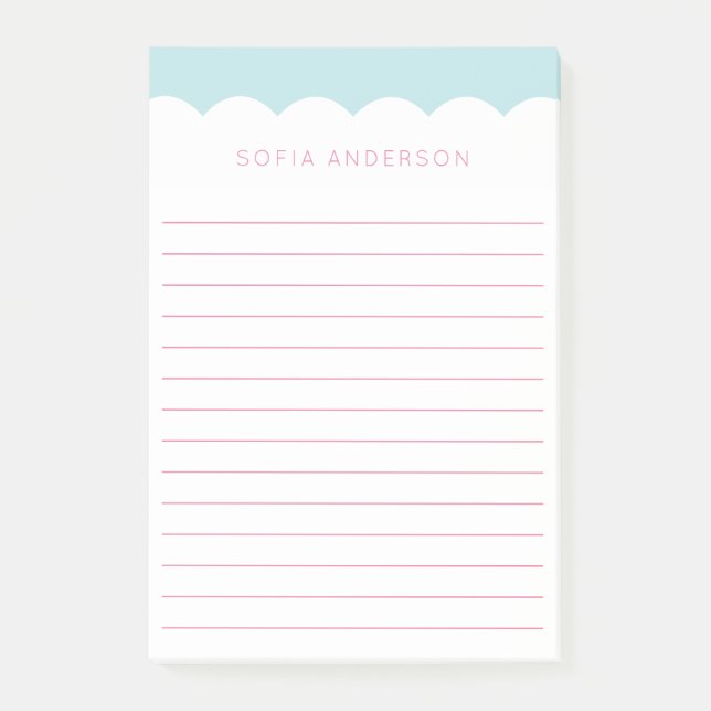 Scallop Topped Feminine Lined Personalized Post-it Notes (Front)