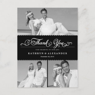 Scalloped Band And Script Photo Wedding Thank You Postcard
