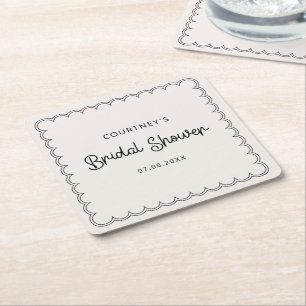 Scalloped border Bridal Shower Drinking Coasters