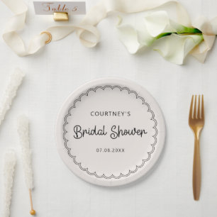 Scalloped border Bridal Shower  Paper Plate