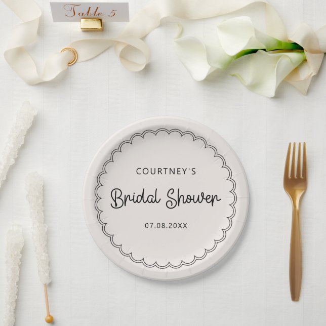 Scalloped border Bridal Shower  Paper Plate (Wedding)