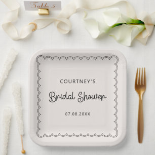 Scalloped border Bridal Shower  Paper Plates