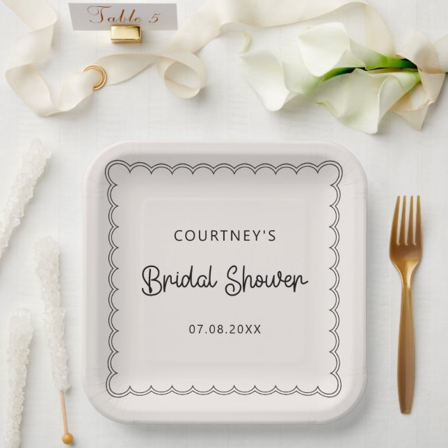 Scalloped border Bridal Shower  Paper Plates (Wedding)