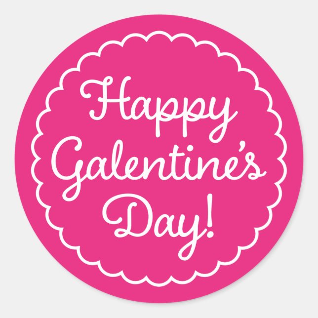 Scalloped Border Galentine's Day Sticker Dark Pink (Front)