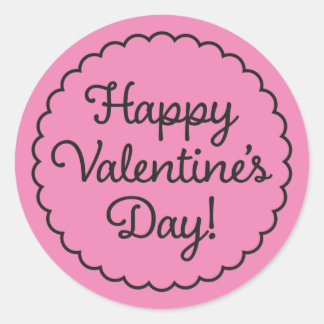 Scalloped Border Valentine's Day Sticker Pink