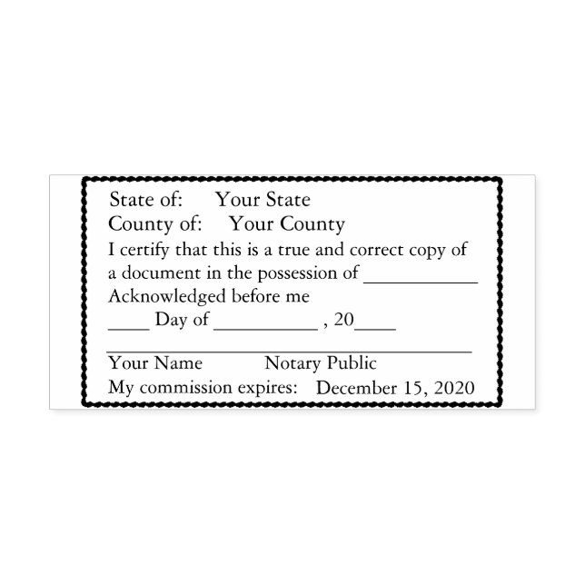 Scalloped Bordered Notary Public Copy Stamp (Design)