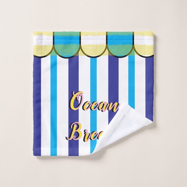 Scalloped Cabana Yellow Blue Summer Stripes (Gant de toilette)