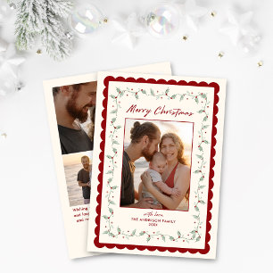 Scalloped Christmas Four Photo Holiday Card