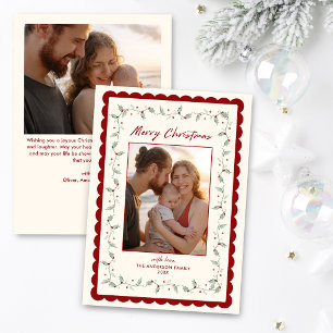 Scalloped Christmas Two Photo  Holiday Card