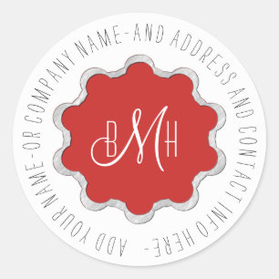 Scalloped Circle Monogram Any Colour ID306 Classic Round Sticker