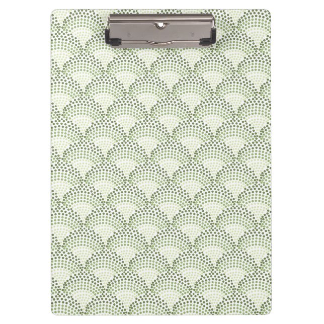 Scalloped Dots Gradient Ombre Green Pattern  Clipboard (Front)