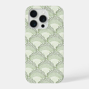 Scalloped Dots Gradient Ombre Green Pattern iPhone 15 Pro Case