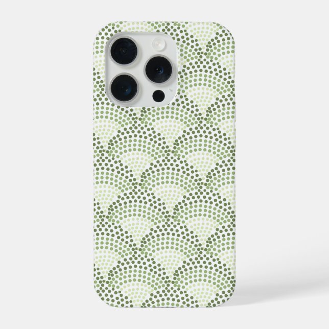 Scalloped Dots Gradient Ombre Green Pattern  iPhone Case (Back)