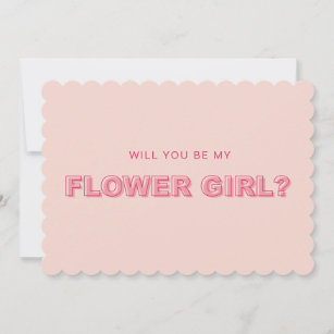Scalloped edge outline flower girl proposal card