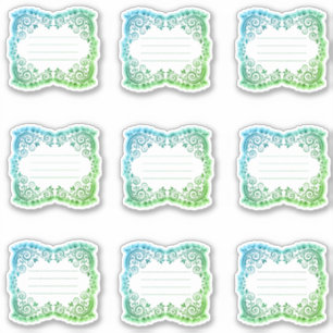 Scalloped filigree lined labels