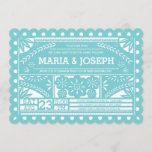 Scalloped Papel Picado Wedding Blue Invitation<br><div class="desc">Modern papel picado spanish paper flag design by Shelby Allison. For matching invitations,  reply cards,  stickers and other items click on the link below to view the entire Papel Picado Collection.</div>