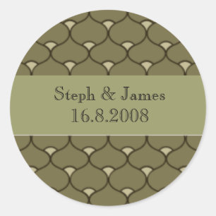 Scalloped personalised wedding stickers