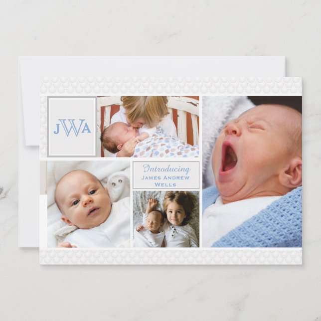 Scalloped Photo Collage Birth Announcement (Front)