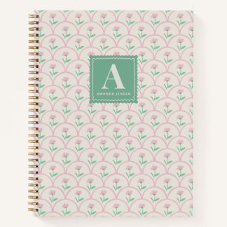 Scalloped Pink Floral Personalized Notebook