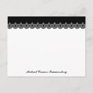 Scalloped Star of David Black Thank You Card