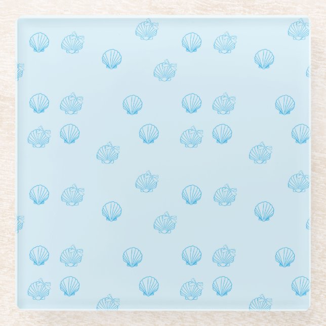 Scallops Outline Minimalism Glass Coaster (Front)