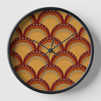 Scallops with Dots, Burgundy, Rust, Apricot, Tan Clock
