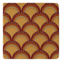 Scallops with Dots, Burgundy, Rust, Apricot, Tan