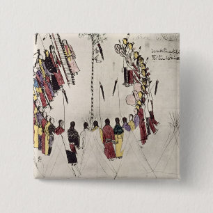 Scalp dance or victory dance (ink on paper) 2 inch square button