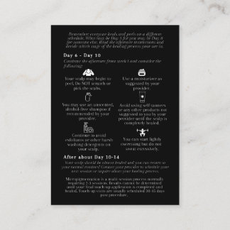 Scalp Micropigmentation Aftercare Instruction Business Card