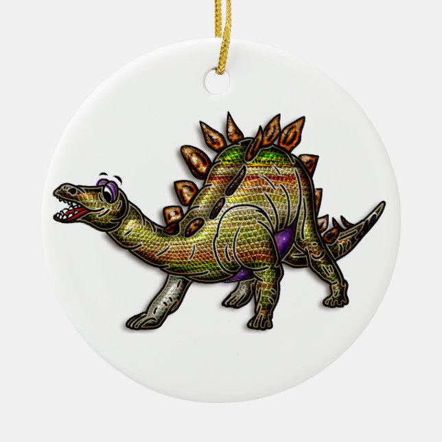 Scaly Rainbow Diosaur Ceramic Ornament (Front)