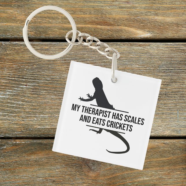 Scaly Therapist Funny Beardie Gift Keychain (Funny Bearded Dragon Therapist Keychain)