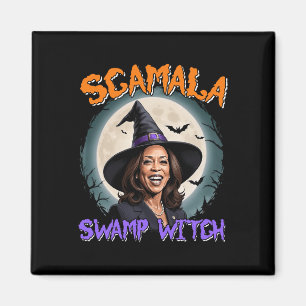 Scamala Harris Anti Kamala Halloween Black Politic Magnet