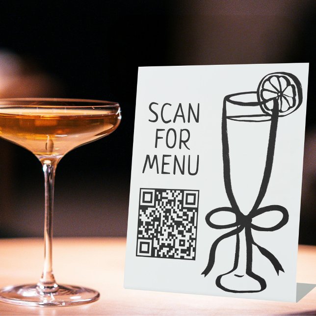 SCAN FOR DRINK MENU QR CODE Cocktails Bar Pedestal Sign (SCAN FOR DRINK MENU QR CODE Cocktails Bar Party Wedding Event Pedestal Sign
)
