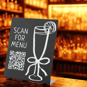 SCAN FOR DRINK MENU QR CODE Cocktails Bar Pedestal Sign