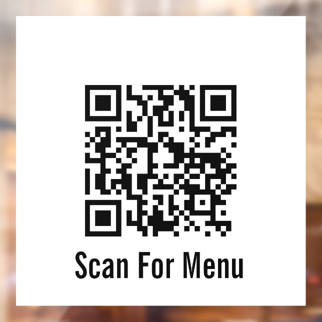 Scan For Menu Black and White QR Code Window Cling (Sheet 2)
