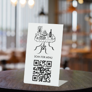 Scan for Menu QR code Restaurant Cafe Event Party Pedestal Sign