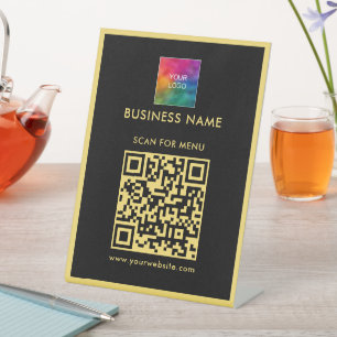 Scan For Menu QR Code Upload Your Logo Here Pedestal Sign