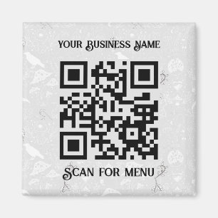 Scan for Menu QRcode personalized LGrey Halloween Magnet