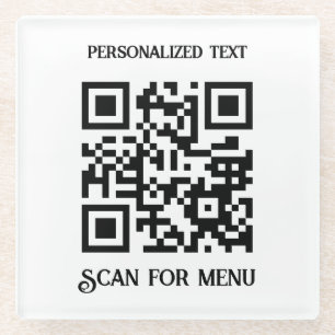 Scan for Menu QRcode with personalization No BG Glass Coaster