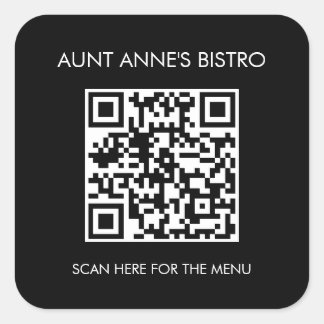Scan For Order Menu QR Code Café Restaurant Coffee Square Sticker