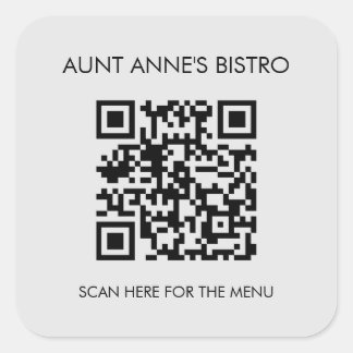 Scan For Order Menu QR Code Café Restaurant Coffee Square Sticker