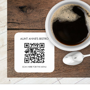 Scan For Order Menu QR Code Café Restaurant Coffee Square Sticker