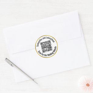 Scan For Our Wedding Website QR Code with Names Classic Round Sticker