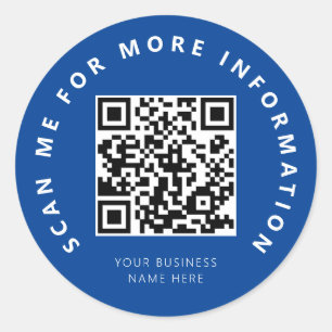 Scan Me Blue QR Code Scannable Classic Round Sticker