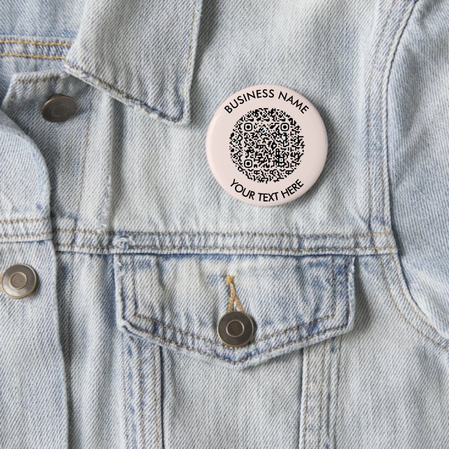 Scan me Blush pink QR Code id 2 Inch Round Button (In Situ)